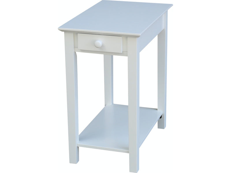 Narrow End Table- Pure White