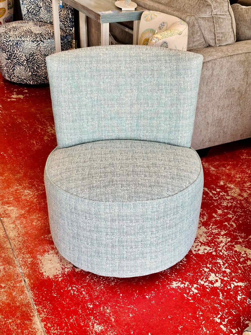 Armless Barrel Chair- Nuts Teal *Performance Fabric*