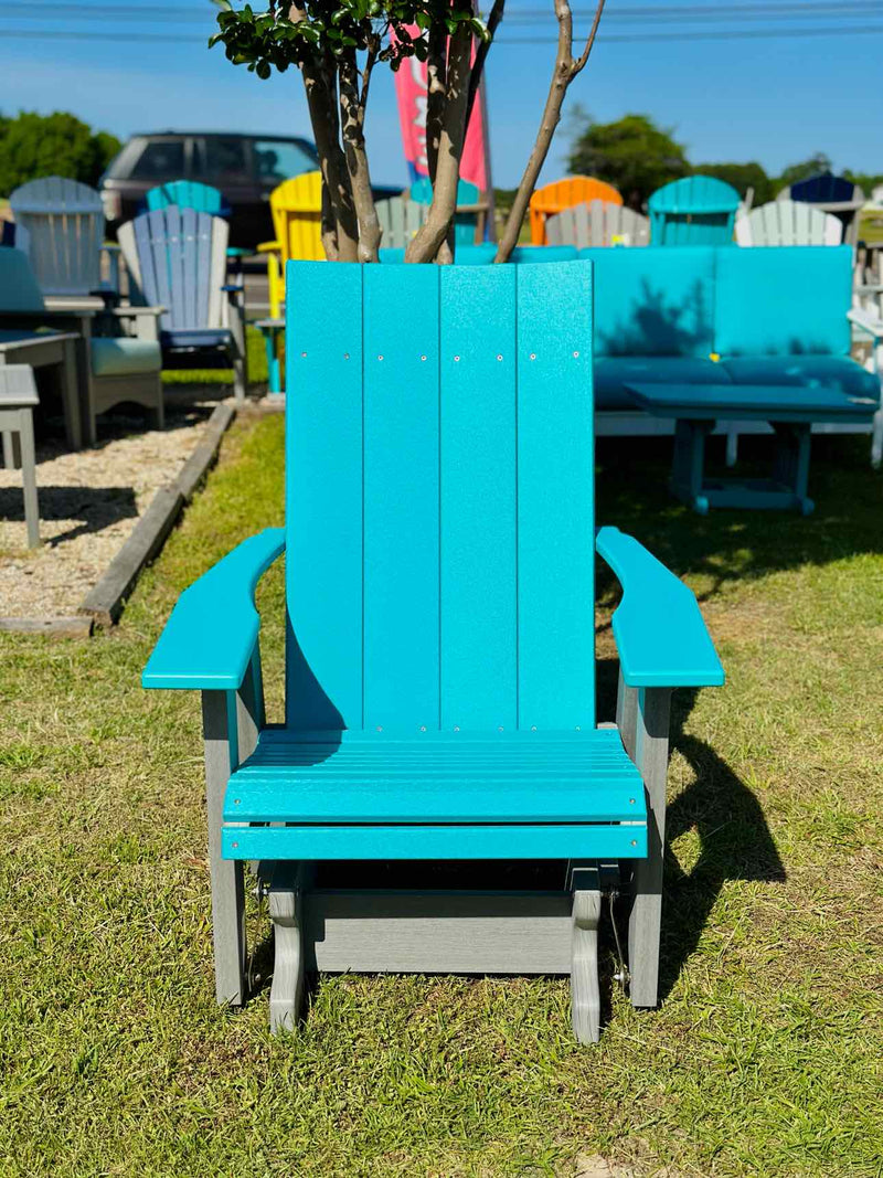 2' Contemporary Glider- Aruba Blue & Driftwood