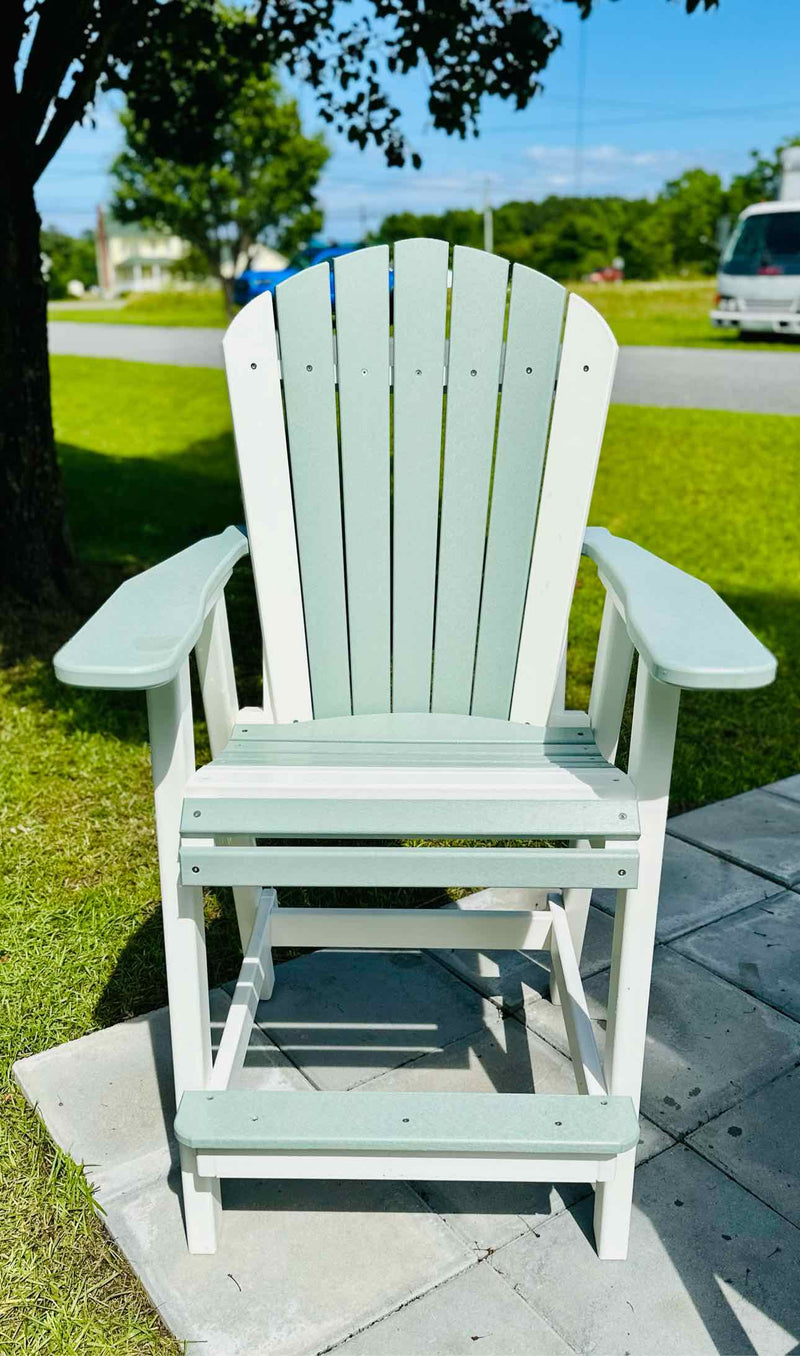 Bar Height Adirondack Chair- Mint & White