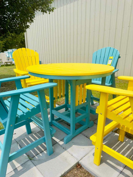 48" Round  Bar Height Table- Yellow & Aruba Blue