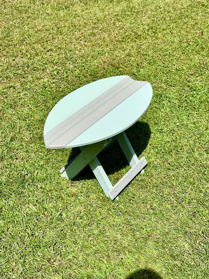 Folding Surfboard End Table- Driftwood & Mint