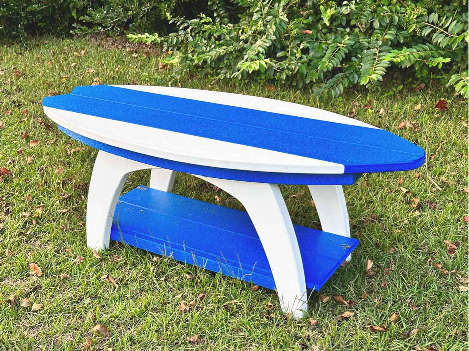 Surfboard Coffee Table- White & Bright Blue