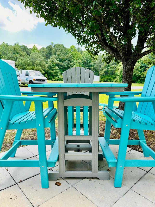33" Square Bar Height Table- Aruba Blue & Driftwood