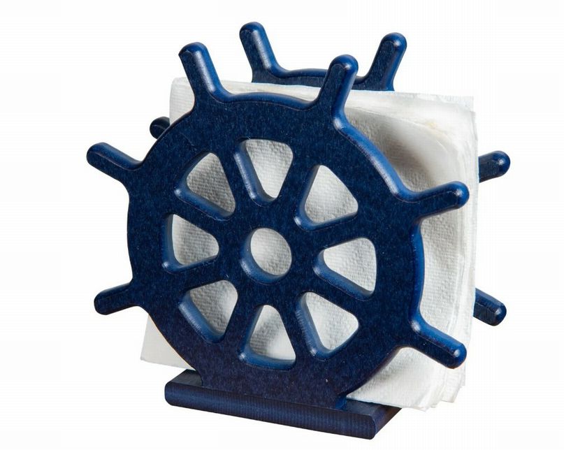 Ships Wheel Napkin Holder- Patriot Blue