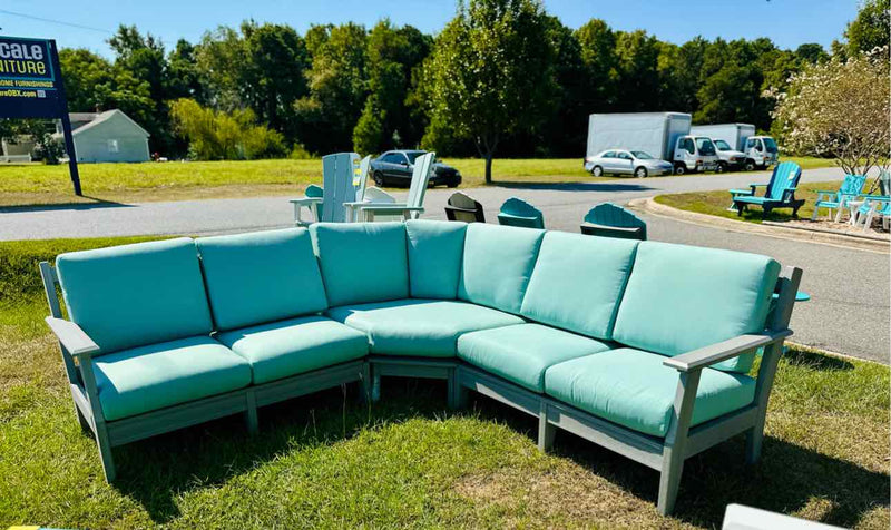 Leisure Living II Series Sectional- Driftwood w/ Spectrum Mist Cushions