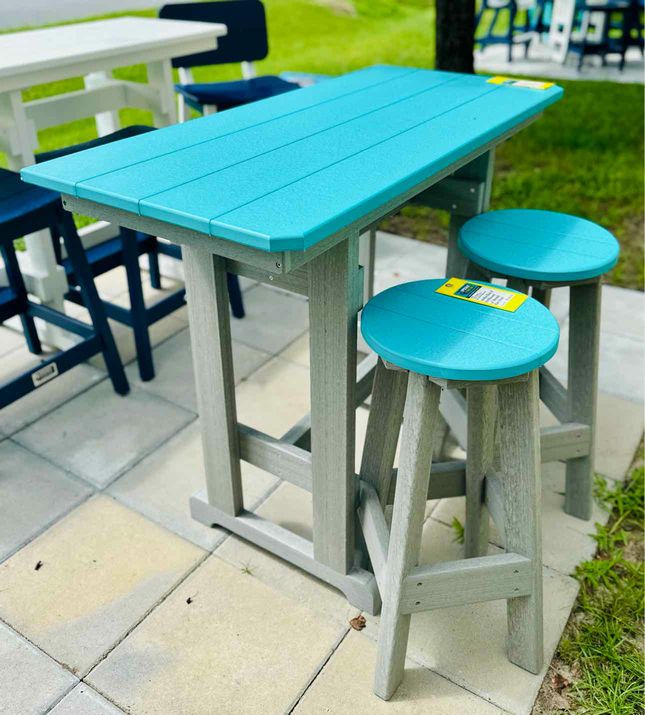 4' Rail Hugger Table- Aruba Blue & Driftwood