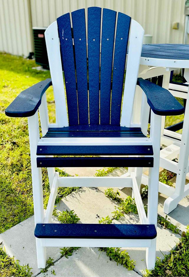 Bar Height Adirondack Chair- Patriot Blue & White