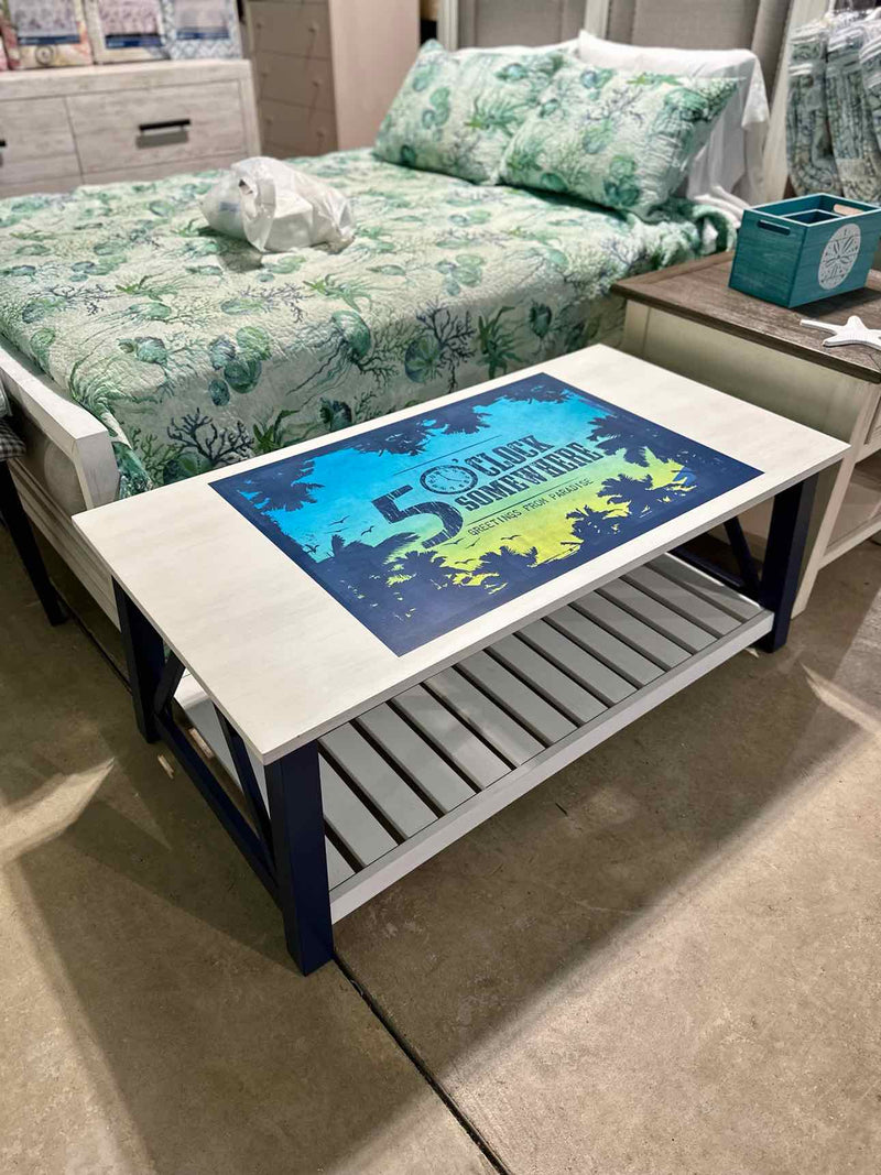 Margaritaville Island Reserve Surrey Coffee Table- Chalk & Blue