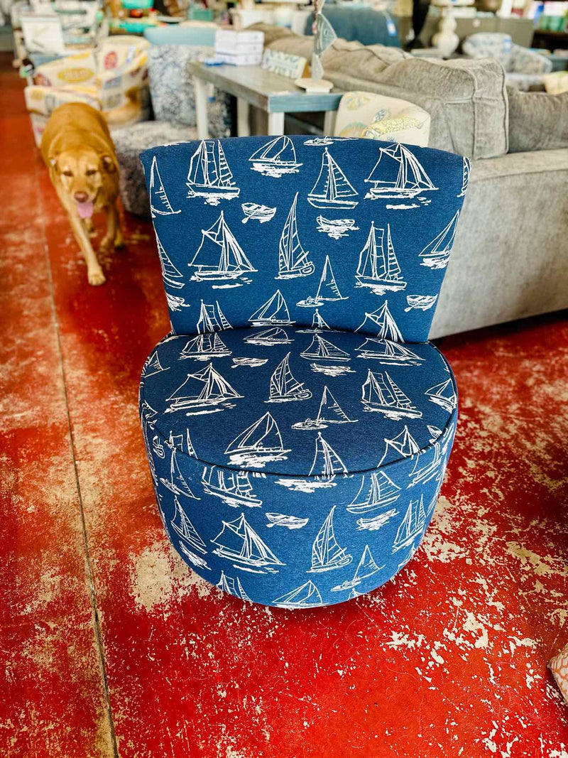 Armless Barrel Chair- Deck Navy