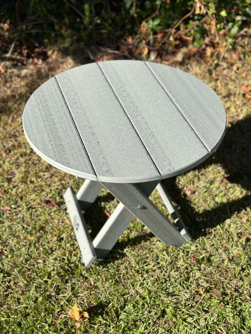 Folding Round End Table- Driftwood