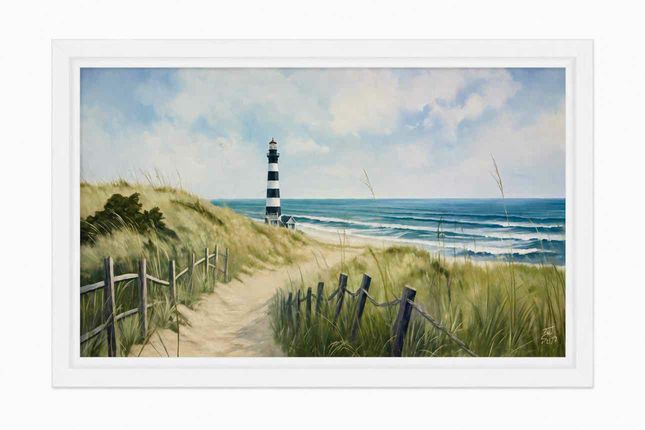17" x 34" Framed Wall Art- Calm Waters, Guiding Light