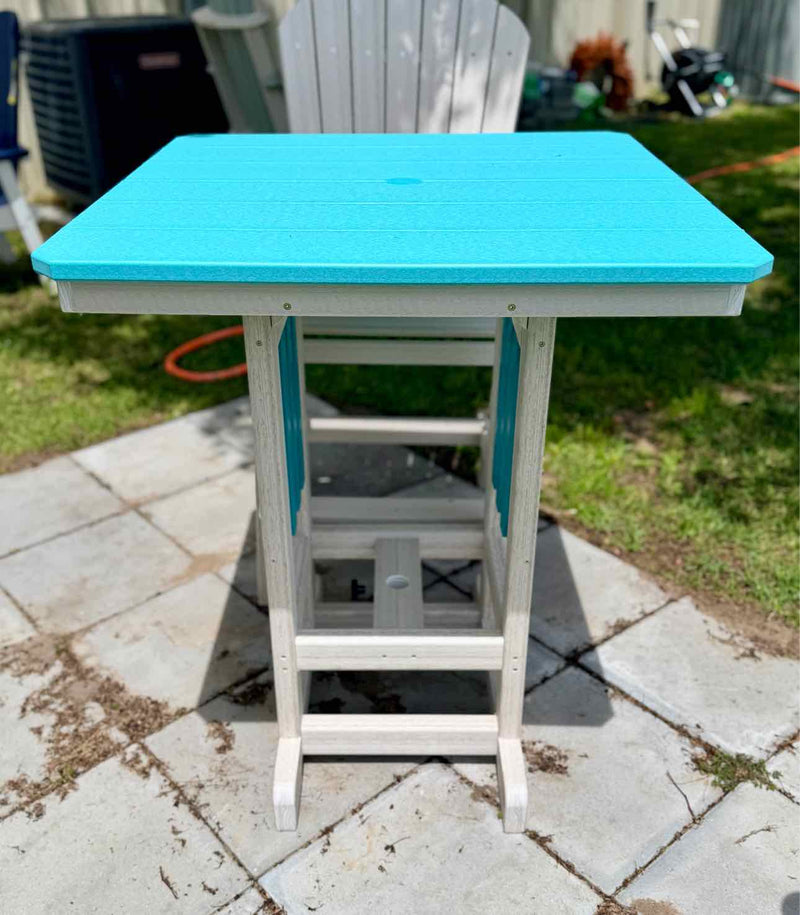 33" Square Bar Height Table- Aruba Blue & Seashell