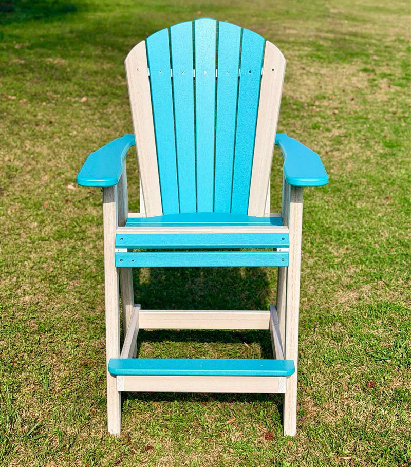 Bar Height Adirondack Chair- Aruba Blue & Seashell