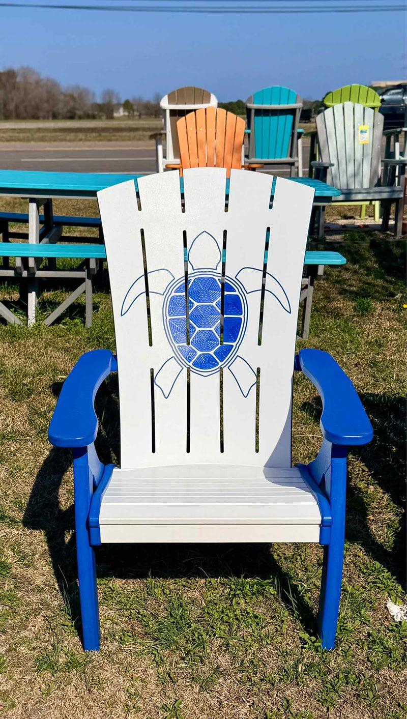 Bayside Siesta Turtle Chair- White & Bright Blue