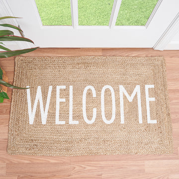 Jute Braided Rug- Welcome