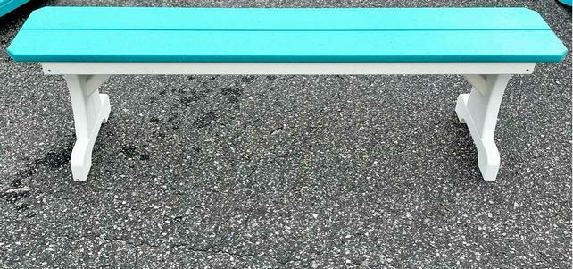 5" Straight Backless Bench- Aruba Blue & White