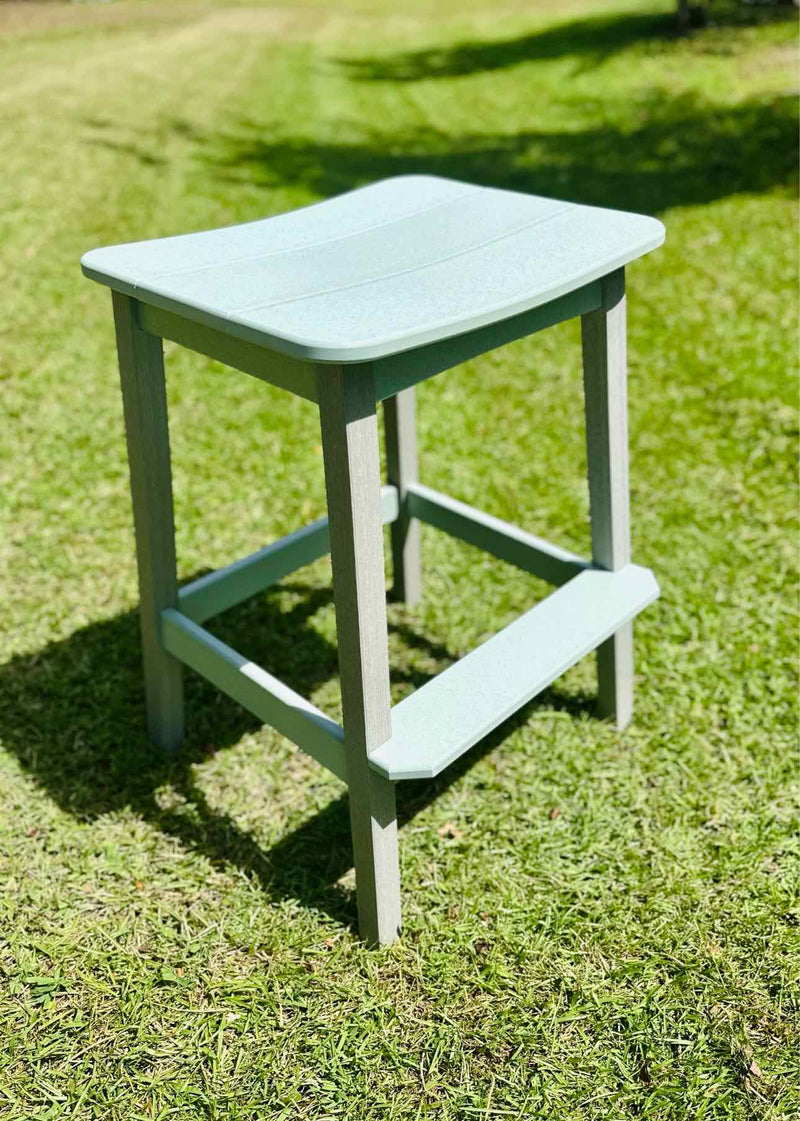 Surf Table Bar Height Saddle Stool- Driftwood & Mint