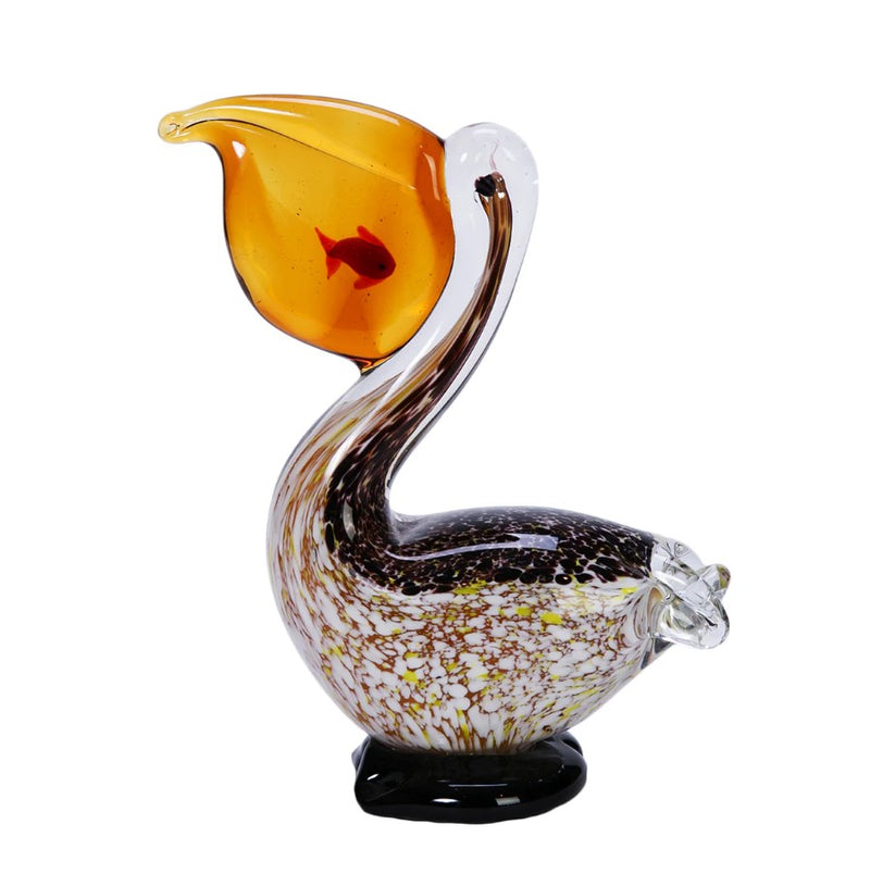 Pelican w/ Fish Glass Figurine