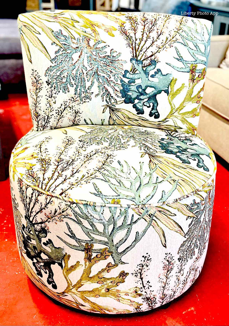 Armless Barrel Chair- Reef Teal