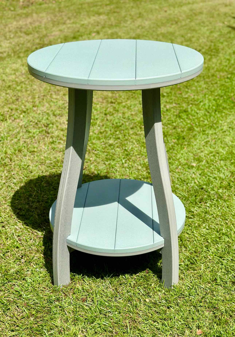 24" Round Serenity Bar Side Table- Driftwood & Mint