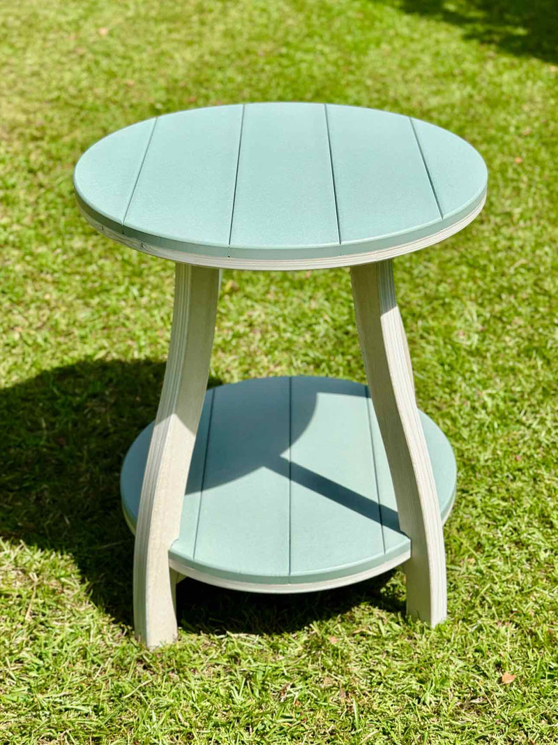 24" Round Serenity Counter Side Table- Seashell & Mint