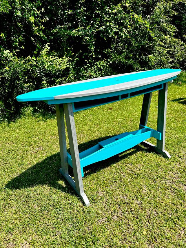 6' Surfboard Bar Height Table- Driftwood & Aruba Blue