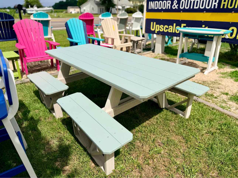 7' Walk In Picnic Table- Mint & Seashell
