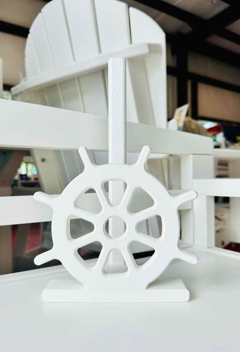 Ship's Wheel Front Paper Towel Holder- White