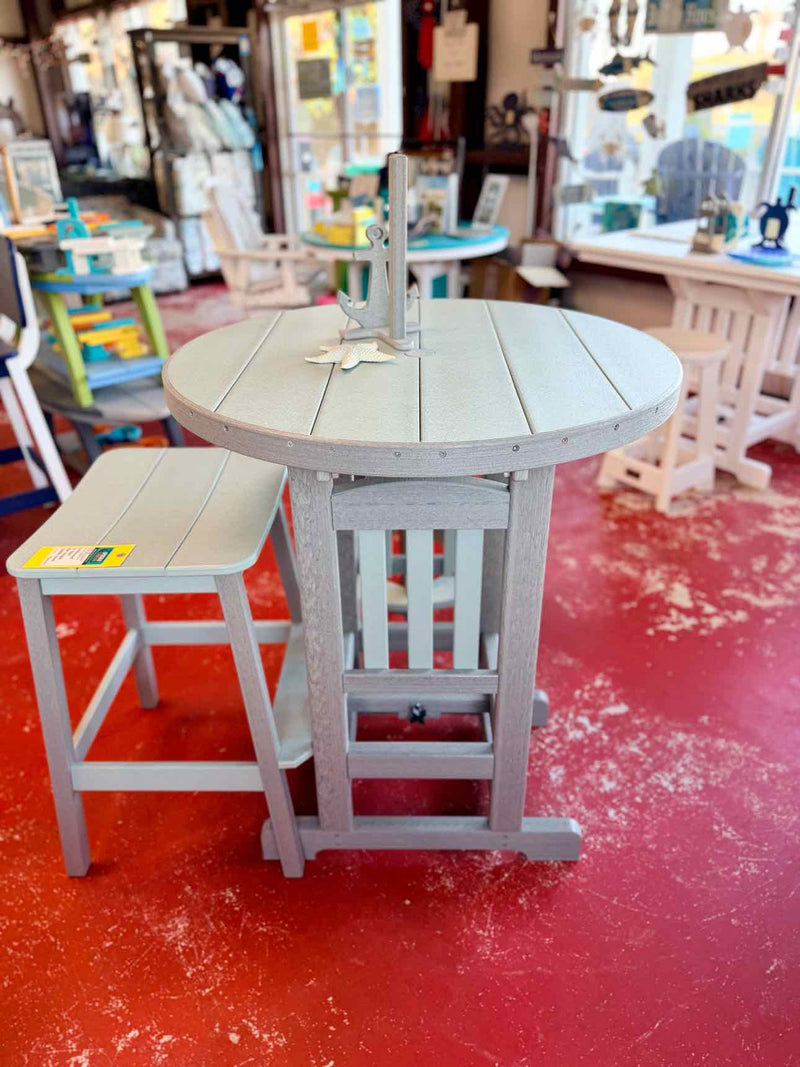 33" Round Bar Height Table- Mint & Driftwood