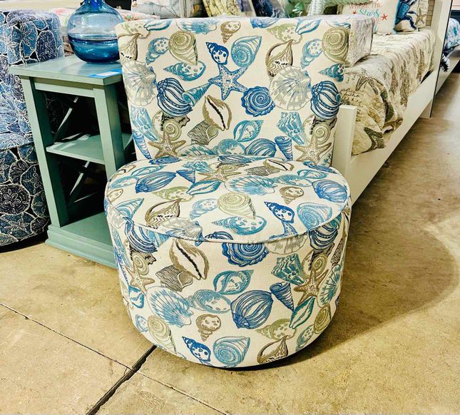 Armless Barrel Chair- Ocean Blue