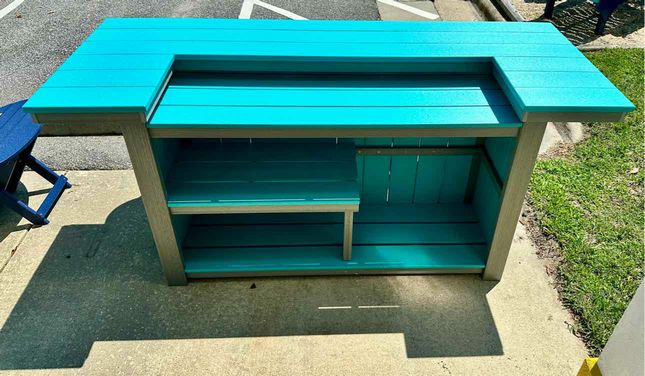 Serving Bar Table- Aruba Blue & Driftwood