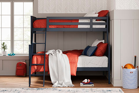 Nextonfort Twin/Full Bunk Bed- Blue