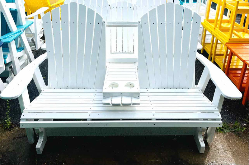 5' Adirondack Settee Glider- White