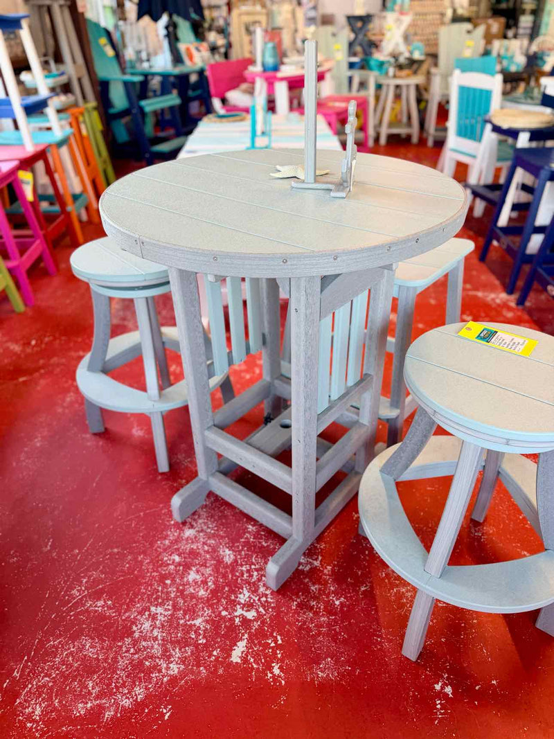 33" Round Bar Height Table- Mint & Driftwood