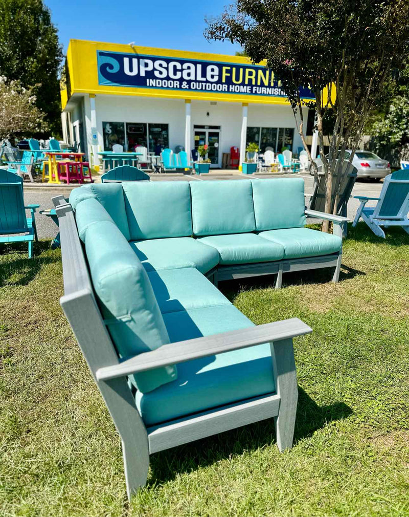 Leisure Living II Series Sectional- Driftwood w/ Spectrum Mist Cushions