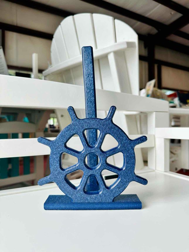 Ship's Wheel Front Paper Towel Holder- Patriot Blue