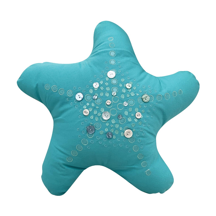 Shaped Starfish Indoor/Outdoor Pillow- Turquoise