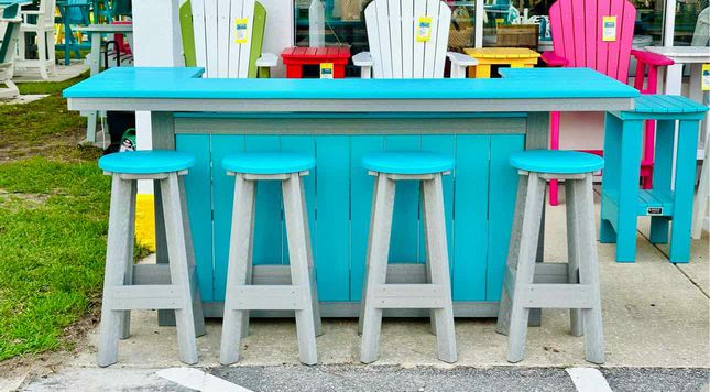 Serving Bar Table- Aruba Blue & Driftwood