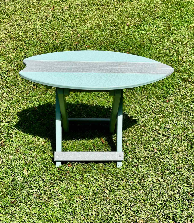 Folding Surfboard End Table- Driftwood & Mint