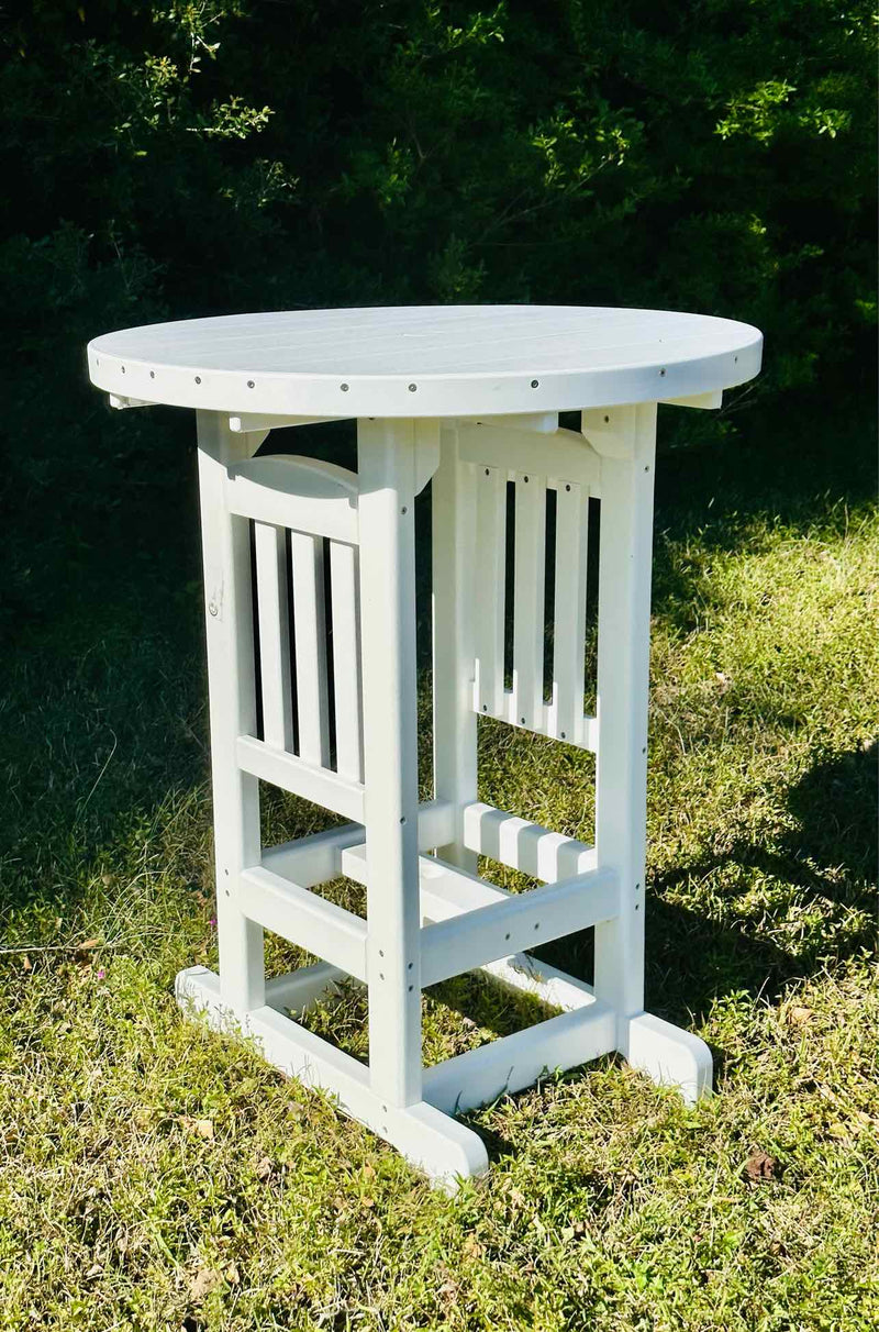 33" Round Bar Height Table- White