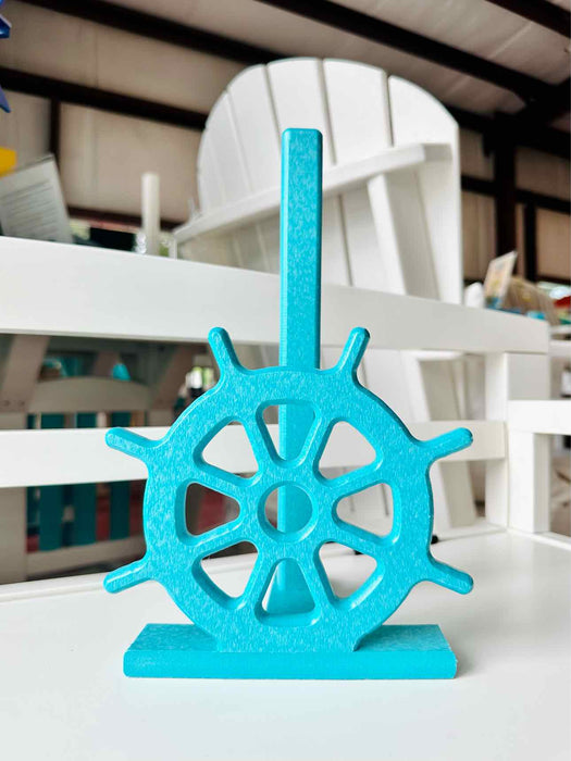 Ship's Wheel Front Paper Towel Holder- Aruba Blue