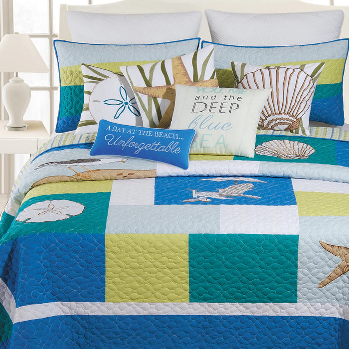 Blue Oasis Quilt Set- Full/Queen