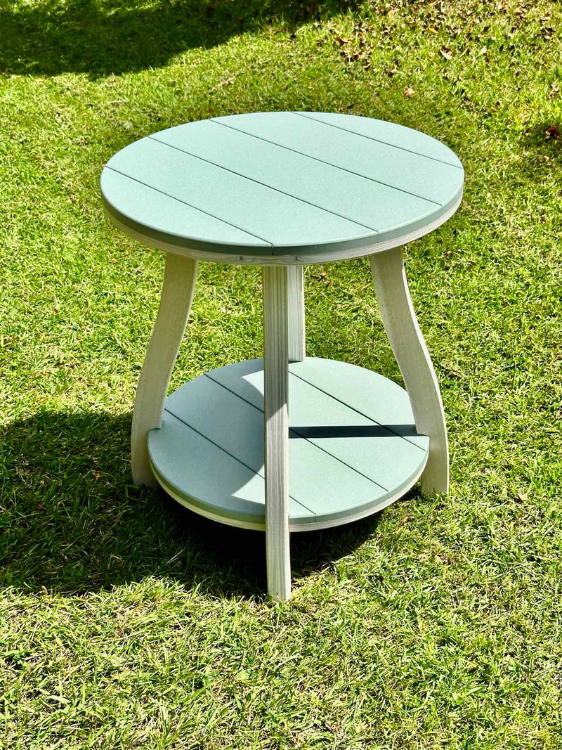 24" Round Serenity Counter Side Table- Seashell & Mint
