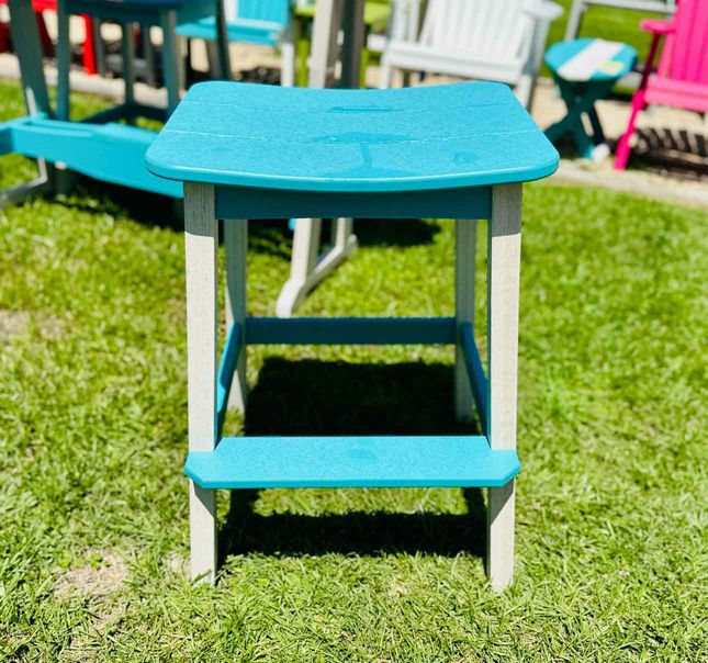 Surf Table Bar Height Saddle Stool- Seashell & Aruba Blue