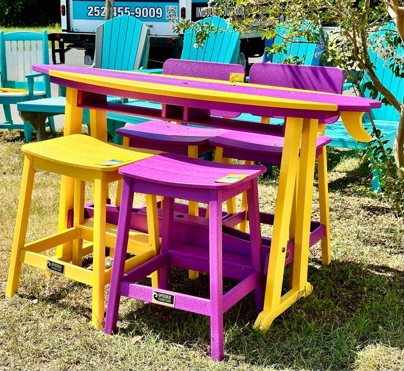 6' Surfboard Bar Height Table- Yellow & Purple