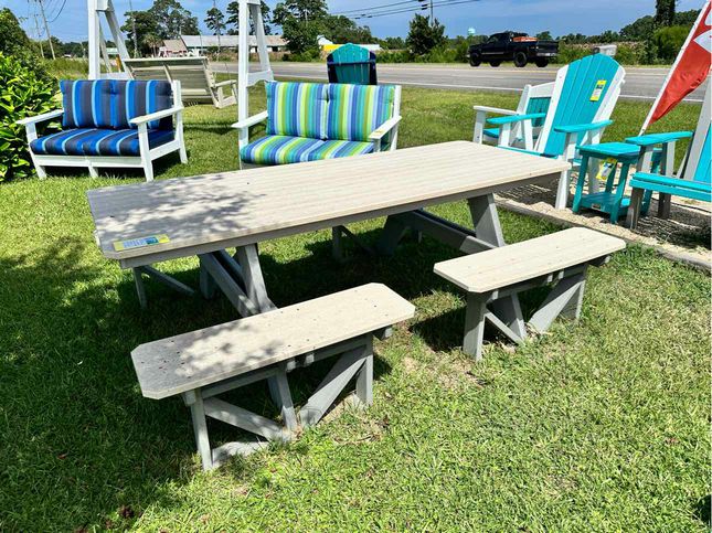 7' Walk In Picnic Table- Pale Aspen & Driftwood