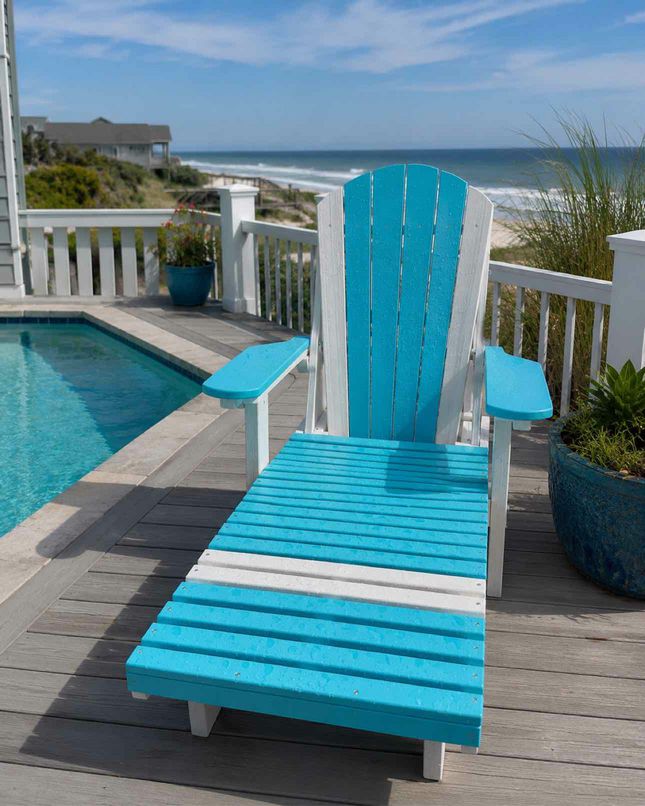 Chaise Lounger- Aruba Blue & Seashell