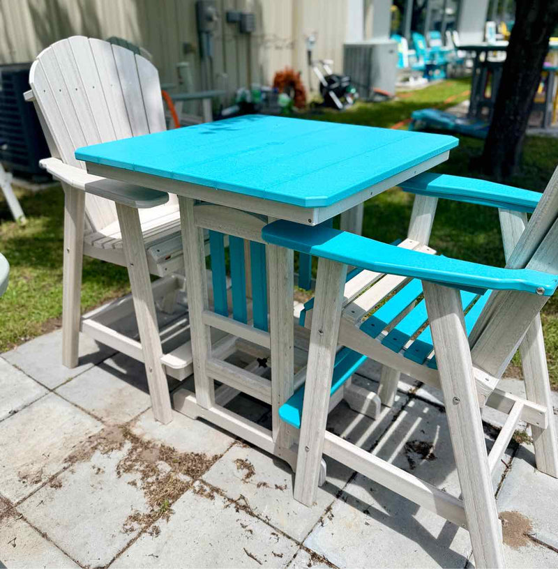 33" Square Bar Height Table- Aruba Blue & Seashell