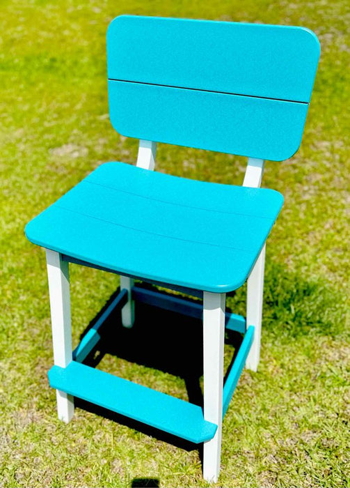 Surf Table Bar Height Chair- White & Aruba Blue